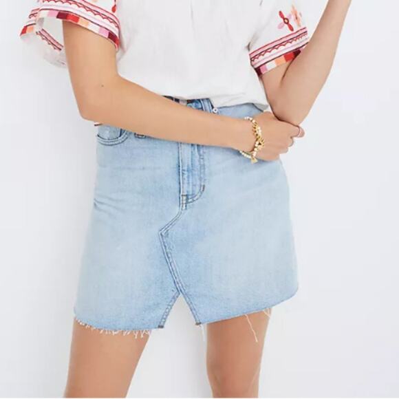 Madewell Rigid Denim A-Line Mini Skirt: Cutout Edition - Picture 1 of 7